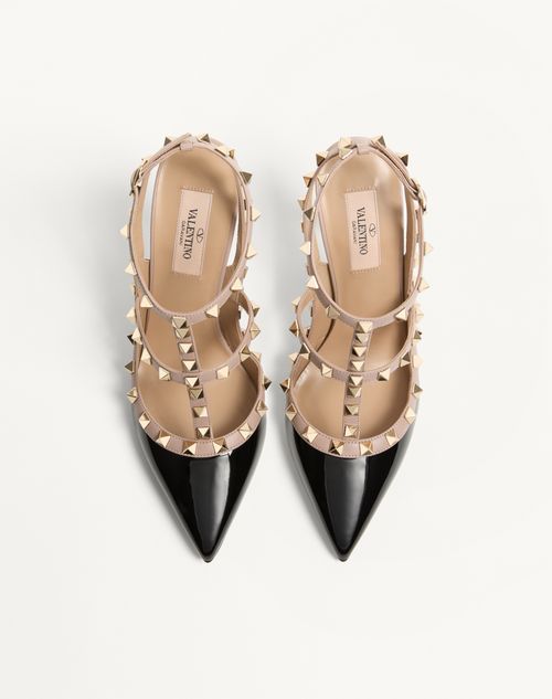 Valentino Garavani - Patent Rockstud Caged Pump 100mm - Black/poudre - Woman - Shoes